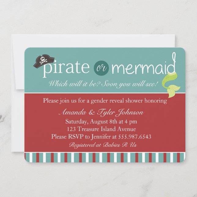 Invitación El género del pirata o de la sirena revela Baby (Anverso)