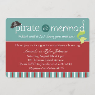 Invitación El género del pirata o de la sirena revela Baby