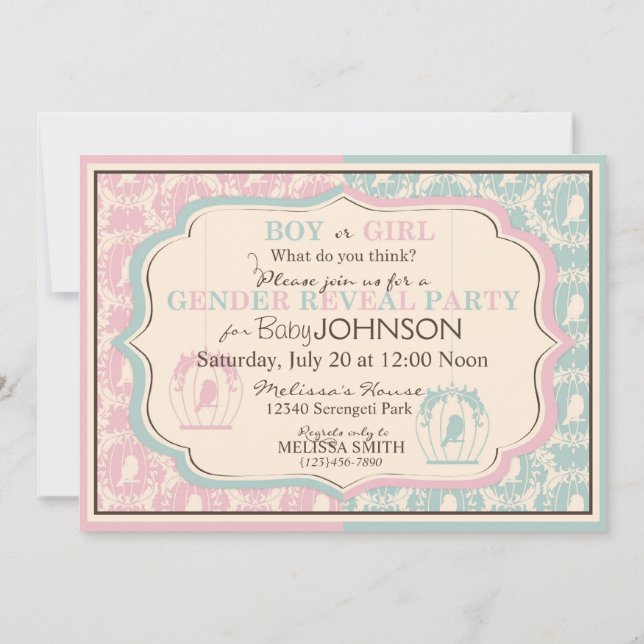 Invitación El género dulce de la impresión del damasco del (Reverso)