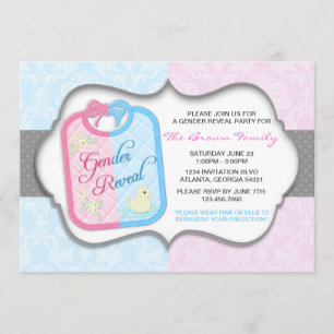 Invitación El género elegante del babero del bebé del damasco