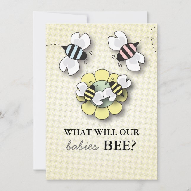 Invitación El género feliz del bebé de la familia de la abeja (Anverso)