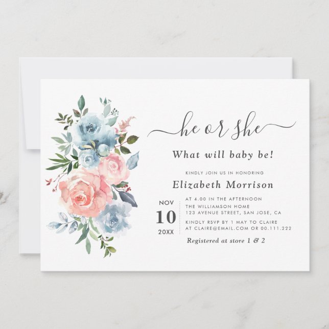 Invitación el género floral de acuarelas modernas (Anverso)
