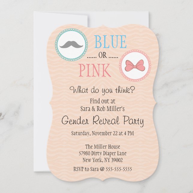 Invitación El género lindo del bigote y del arco revela (Anverso)