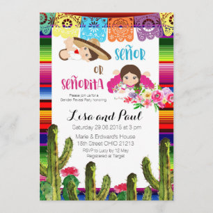 Invitación El género mexicano de la fiesta revela Baby Shower