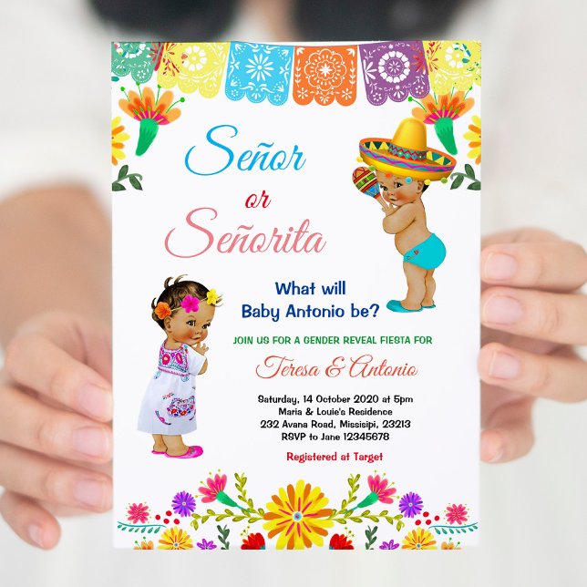 Invitación El género mexicano "Él o ella" revela Baby Shower (Subido por el creador)