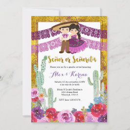 Invitación El género mexicano revela morado cactus floral