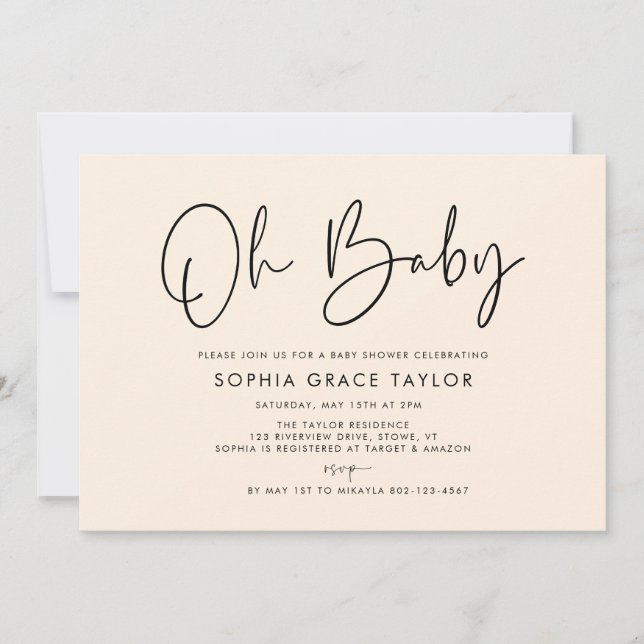 Invitación El género moderno del Boho de Baby Shower Cream Ne (Anverso)