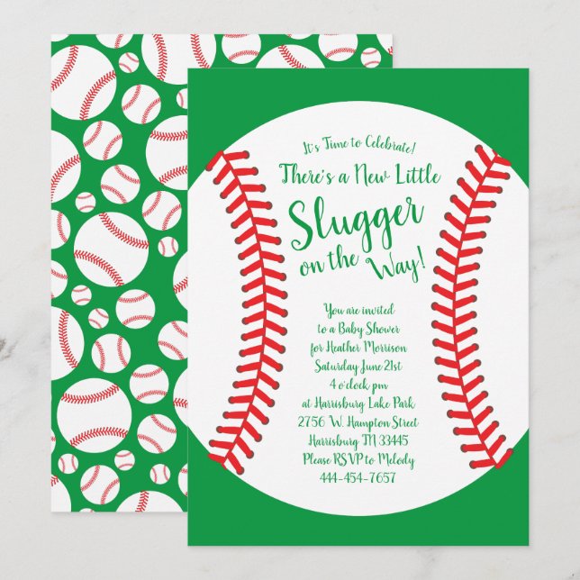 Invitación El género neutro del beisbol infantil Baby Shower (Anverso / Reverso)
