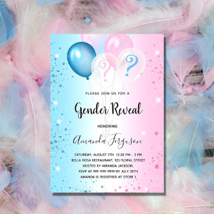 Invitación El género revela al fiesta chica de bebé azul rosa