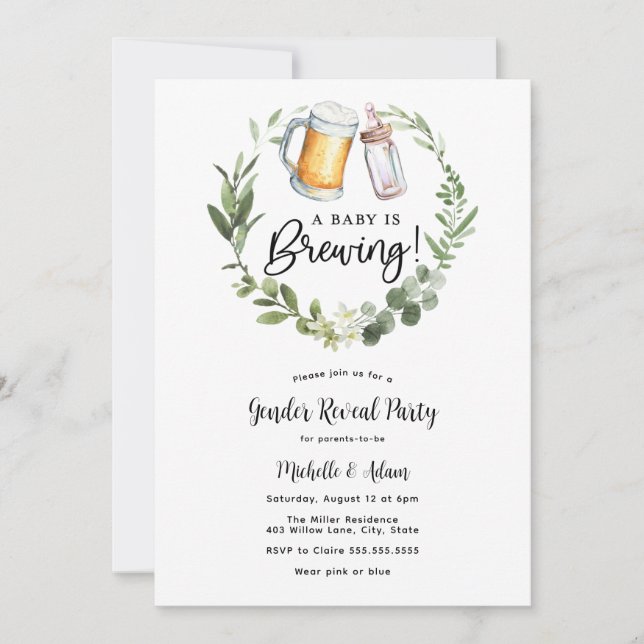 Invitación El género revela cerveza y pañales (Anverso)