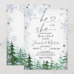 Invitación El género revela el bosque de copos de nieve