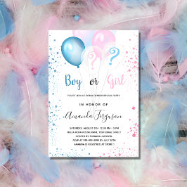 Invitación El género revela la ducha de bebé chica de niño ro