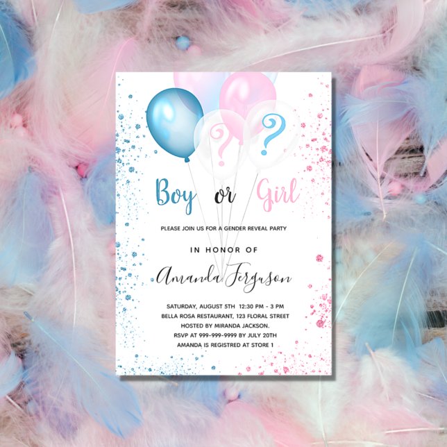 Invitación El género revela la ducha de bebé chica de niño ro (Subido por el creador)