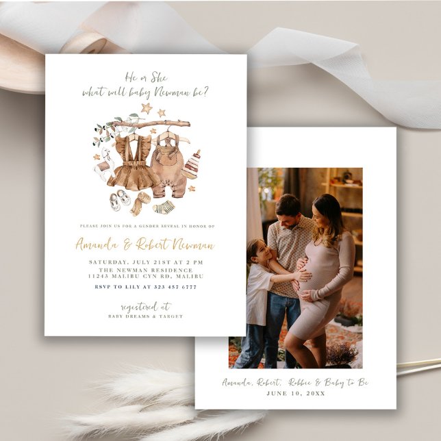 Invitación El género revela la línea de ropa de Boho Baby Sho (Subido por el creador)