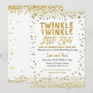 Invitación El género revela la pequeña estrella Baby Shower