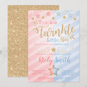 Invitación El género revela la pequeña estrella Baby Shower