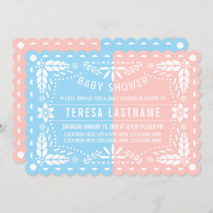 Invitación El género rosa y azul revela una ducha de bebé de 