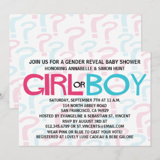 Invitación El género rosado y azul revela al fiesta de Baby