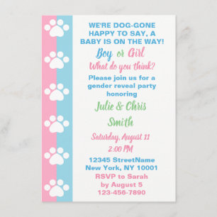 Invitación El género temático del perro revela al fiesta