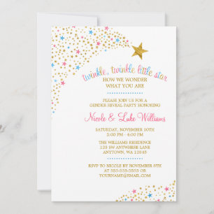 Invitación El género Twinkle Little Star revela Baby Shower