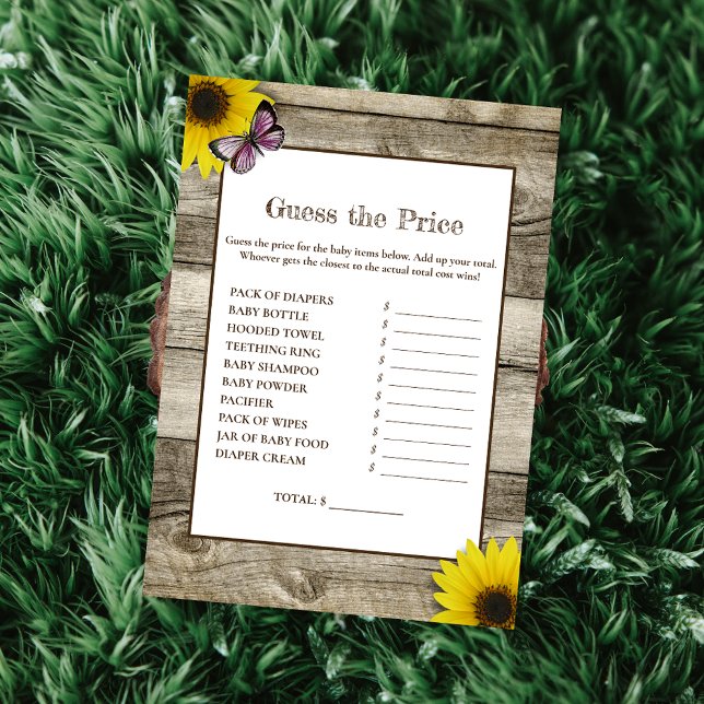 Invitación El Girasol Adivina El Precio De Baby Shower | Rosa (Subido por el creador)