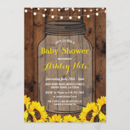 Invitación El girasol de madera del tarro rústico del fiesta