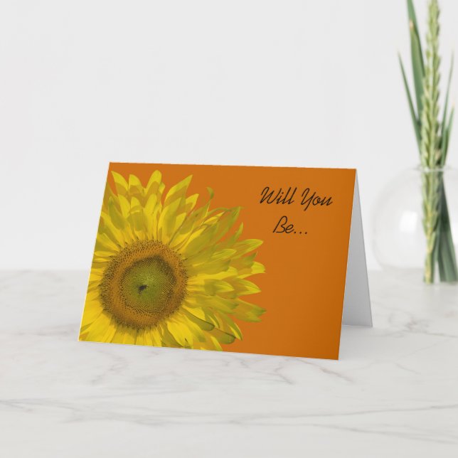 Invitación El girasol en Naranja será mi dama de honor (Anverso)