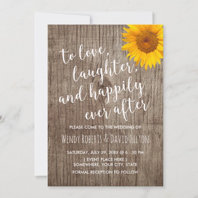 Invitación El girasol es feliz hasta ahora después de un Boda (Anverso)