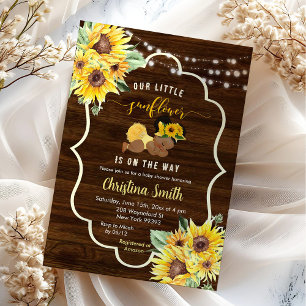 Invitación El girasol está en camino del Chica africano Baby 