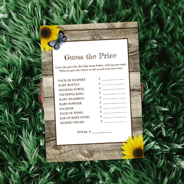 Invitación El girasol ruso adivina el precio de Baby Shower (Subido por el creador)