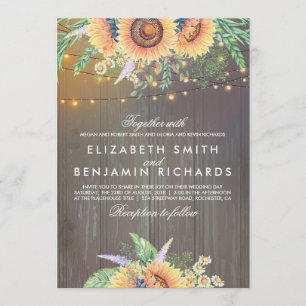 Invitación El girasol y las cuerdas iluminan al Boda de la ma