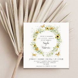 Invitación El girasol y las mariposas: primera comunión sagra