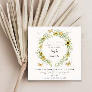 Invitación El girasol y las mariposas: primera comunión sagra