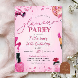 Invitación El glamour del Purpurina rosa maquillaje cumpleaño