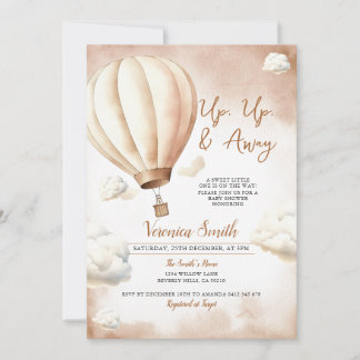 Invitación El globo aerostático marfileño Baby Shower, arriba