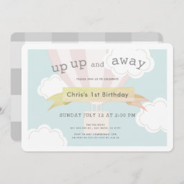 Invitación El globo aerostático rosado se levanta y se aleja 