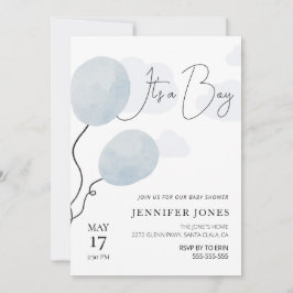 Invitación El globo azul caprichoso es un niño