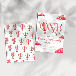 Invitación El globo de aire caliente rojo no es un cumpleaños