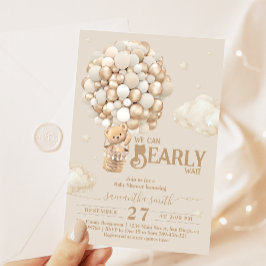 Invitación El globo de Oso Teddy Bear Bearly Wait Baby Shower