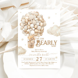 Invitación El globo de Oso Teddy Bear Bearly Wait Baby Shower