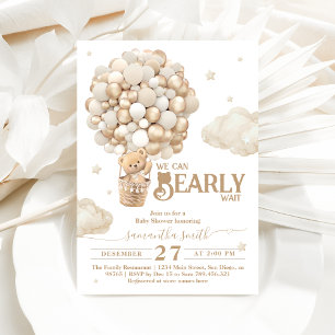 Invitación El globo de Oso Teddy Bear Bearly Wait Baby Shower