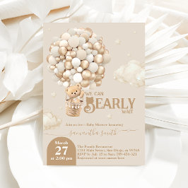 Invitación El globo de Oso Teddy Bear Bearly Wait Baby Shower