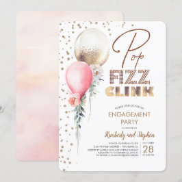 Invitación El globo de pop Fizz crea un compromiso moderno