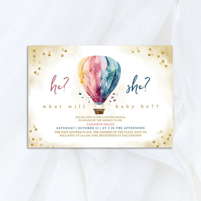 Invitación El globo que él o ella revelan Baby Shower (Subido por el creador)