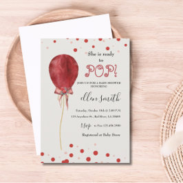 Invitación El globo rojo de los puntos de la polka está listo