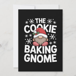 Invitación El gnomo horneando galletas Navidad Holly Copo de 