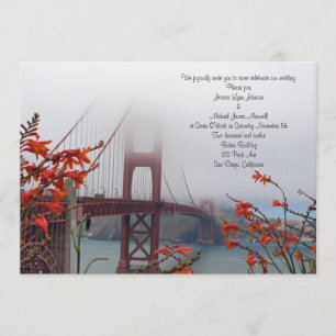 Invitación El Golden Gate con el naranja florece la