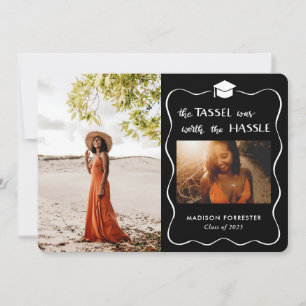 Invitación El Gorra de grado Script Tassel valía la pena