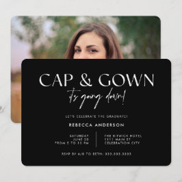 Invitación El gota de gota baja la graduación moderna negra