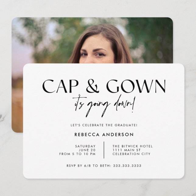 Invitación El gota gorda está cayendo en la graduación modern (Anverso / Reverso)
